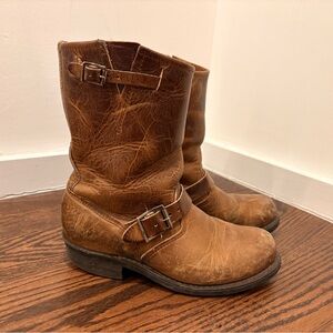 Frye Tan Leather Boots with Buckle